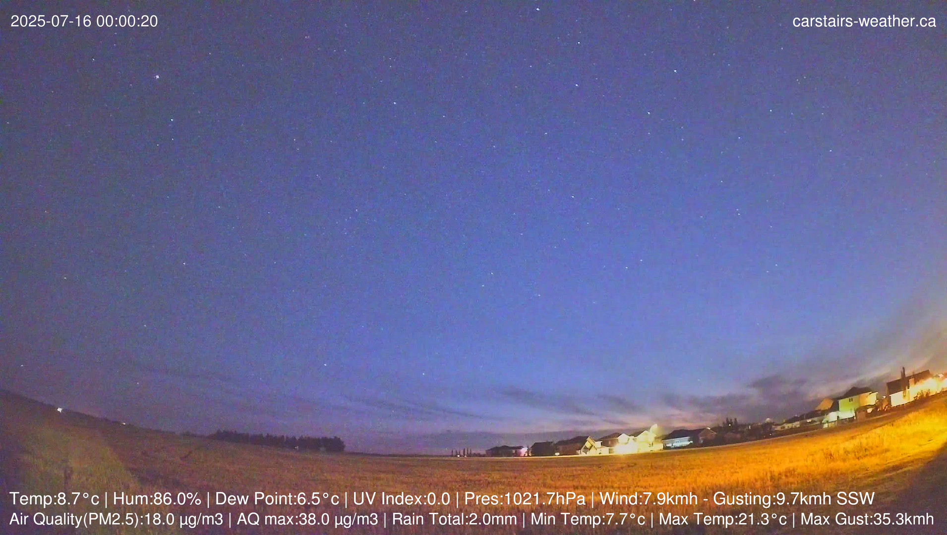 time-lapse frame, Carstairs Sky Cam webcam