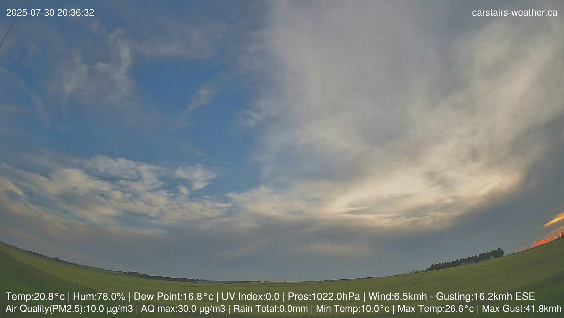time-lapse frame, Carstairs Sky Cam webcam