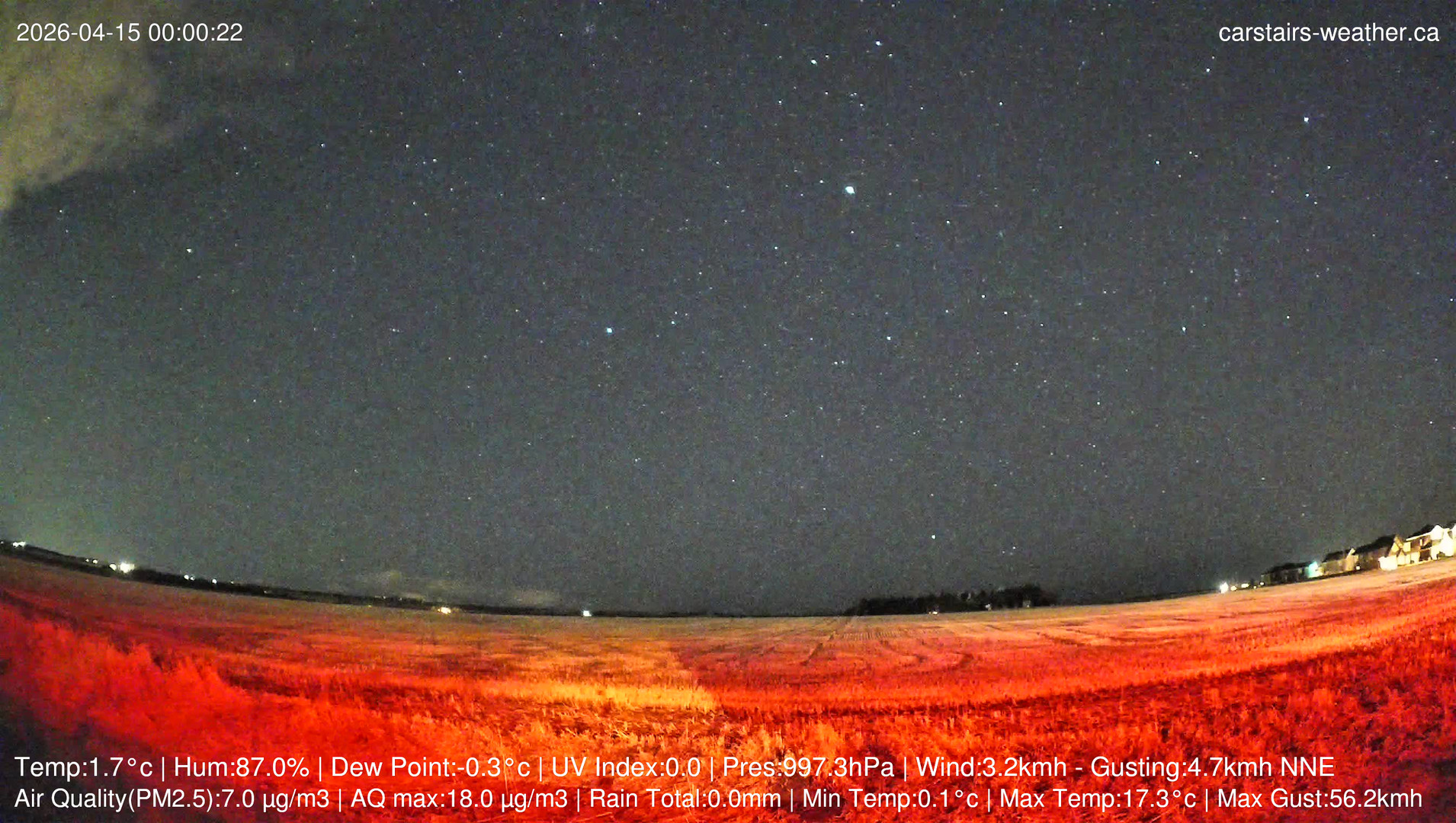 time-lapse frame, Carstairs Sky Cam webcam