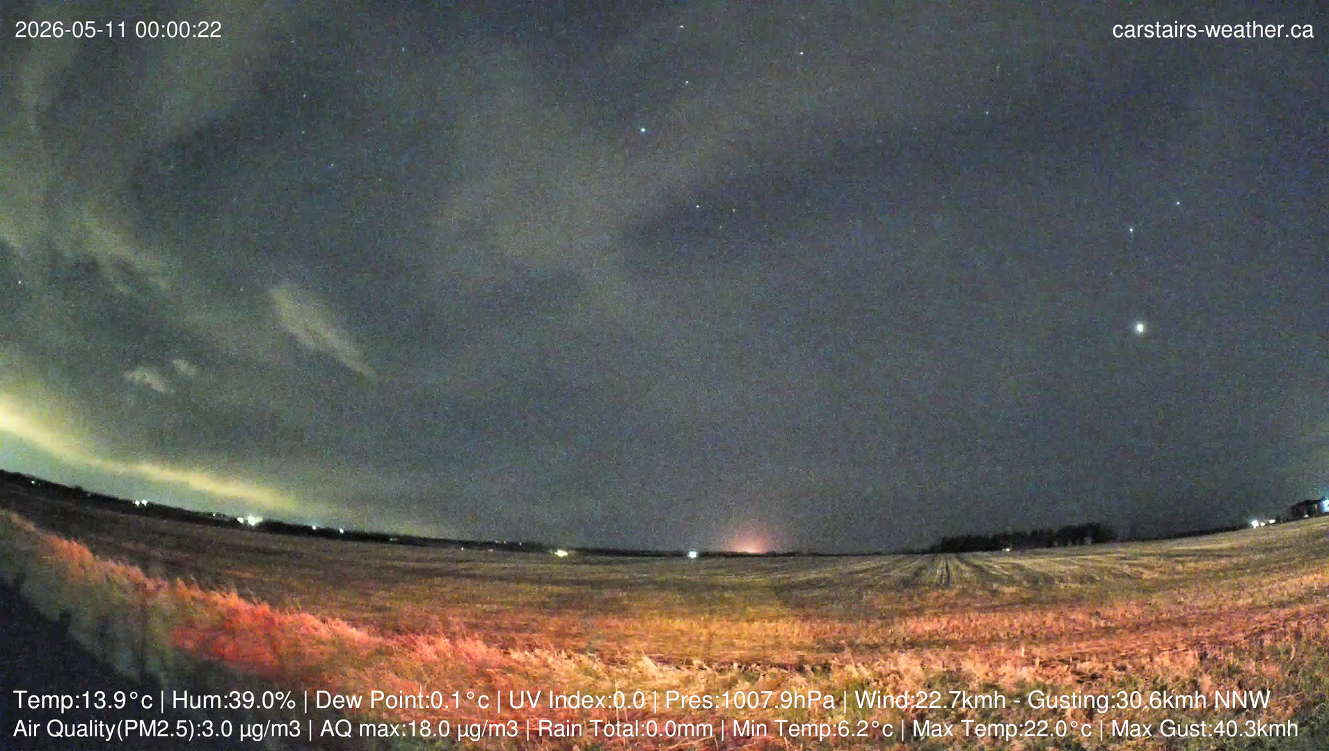 time-lapse frame, Carstairs Sky Cam webcam