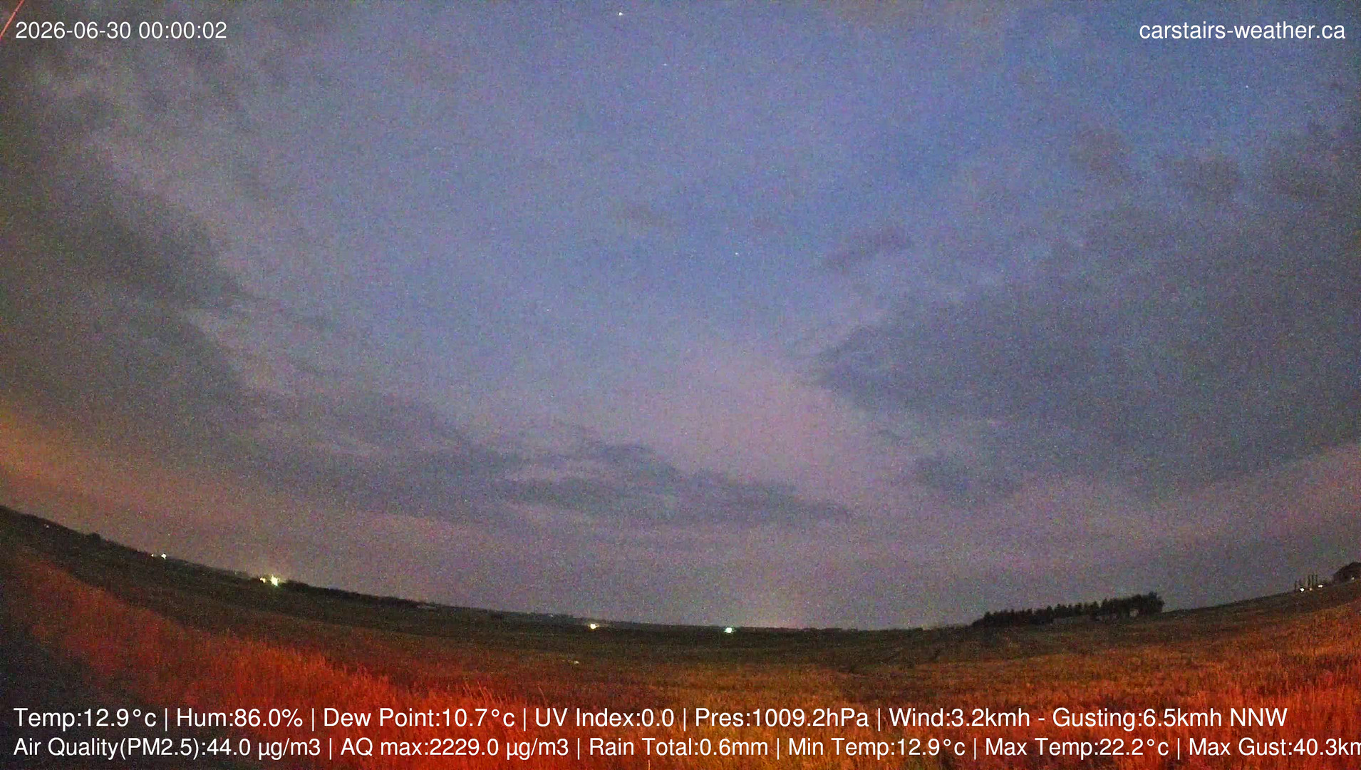 time-lapse frame, Carstairs Sky Cam webcam