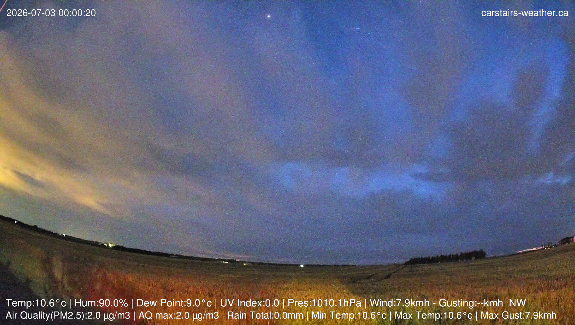 time-lapse frame, Carstairs Sky Cam webcam