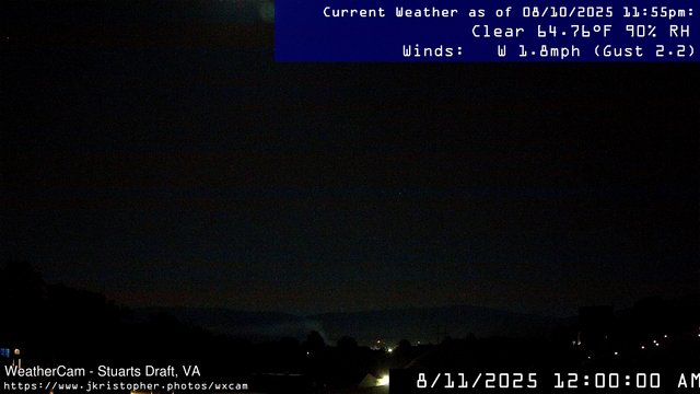 time-lapse frame, Stuarts Draft, VA webcam
