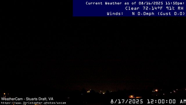 time-lapse frame, Stuarts Draft, VA webcam