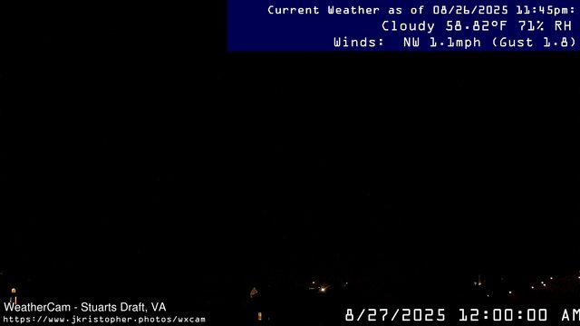 time-lapse frame, Stuarts Draft, VA webcam