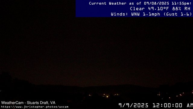 time-lapse frame, Stuarts Draft, VA webcam