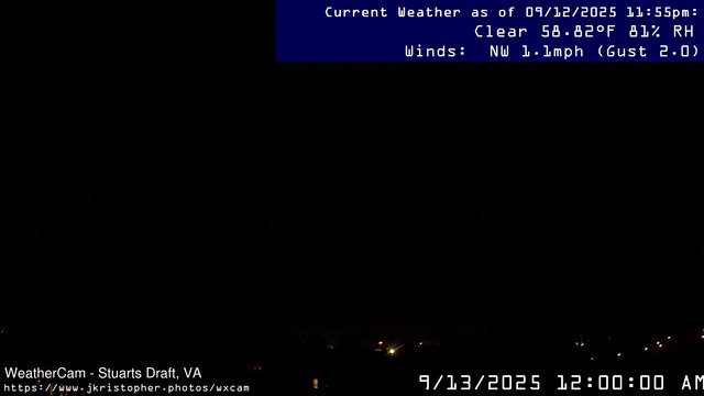 time-lapse frame, Stuarts Draft, VA webcam