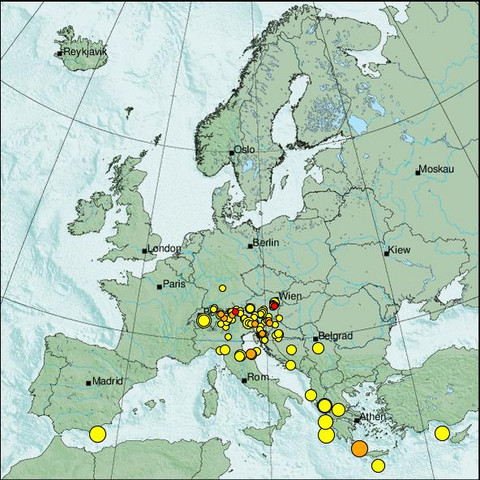 time-lapse frame, Erdbeben Europa webcam