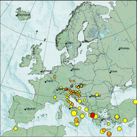 time-lapse frame, Erdbeben Europa webcam