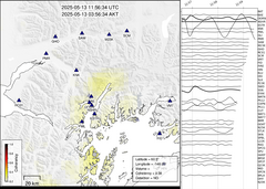 view from Barry Arm seismic energy on 2025-05-13