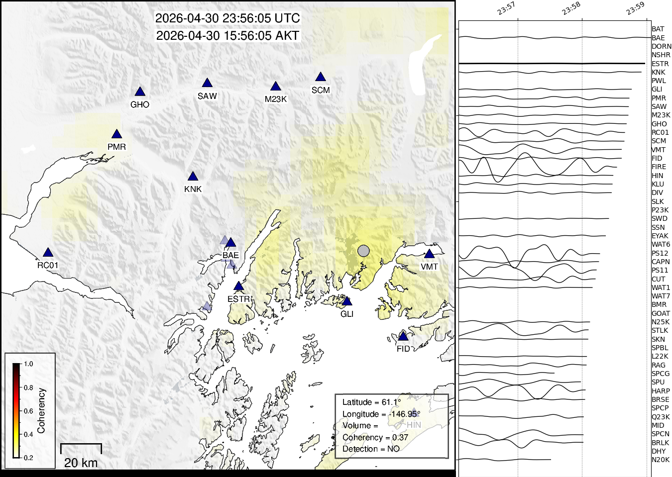 time-lapse frame, Barry Arm seismic energy webcam