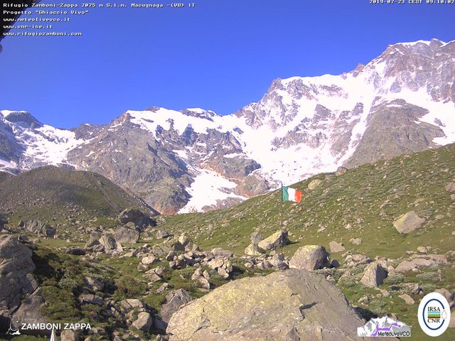 time-lapse frame, Crollo dalla Gnifetti 32 luglio 2019 webcam