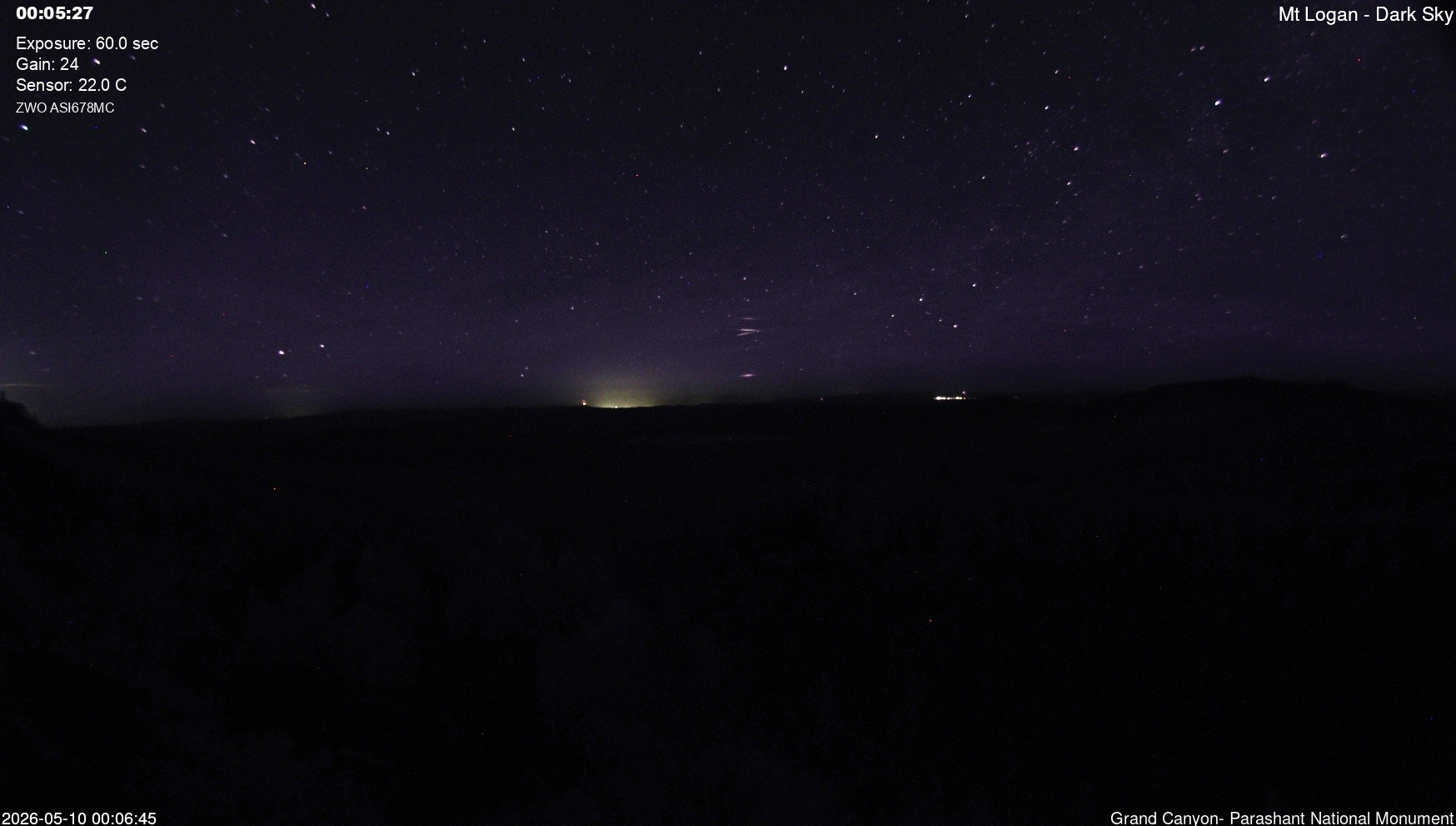 time-lapse frame, Mt Logan - Dark Sky webcam