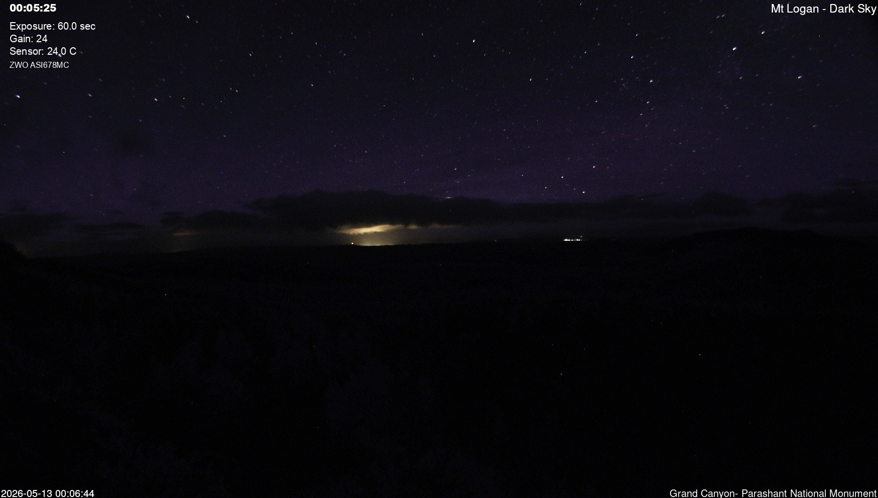 time-lapse frame, Mt Logan - Dark Sky webcam