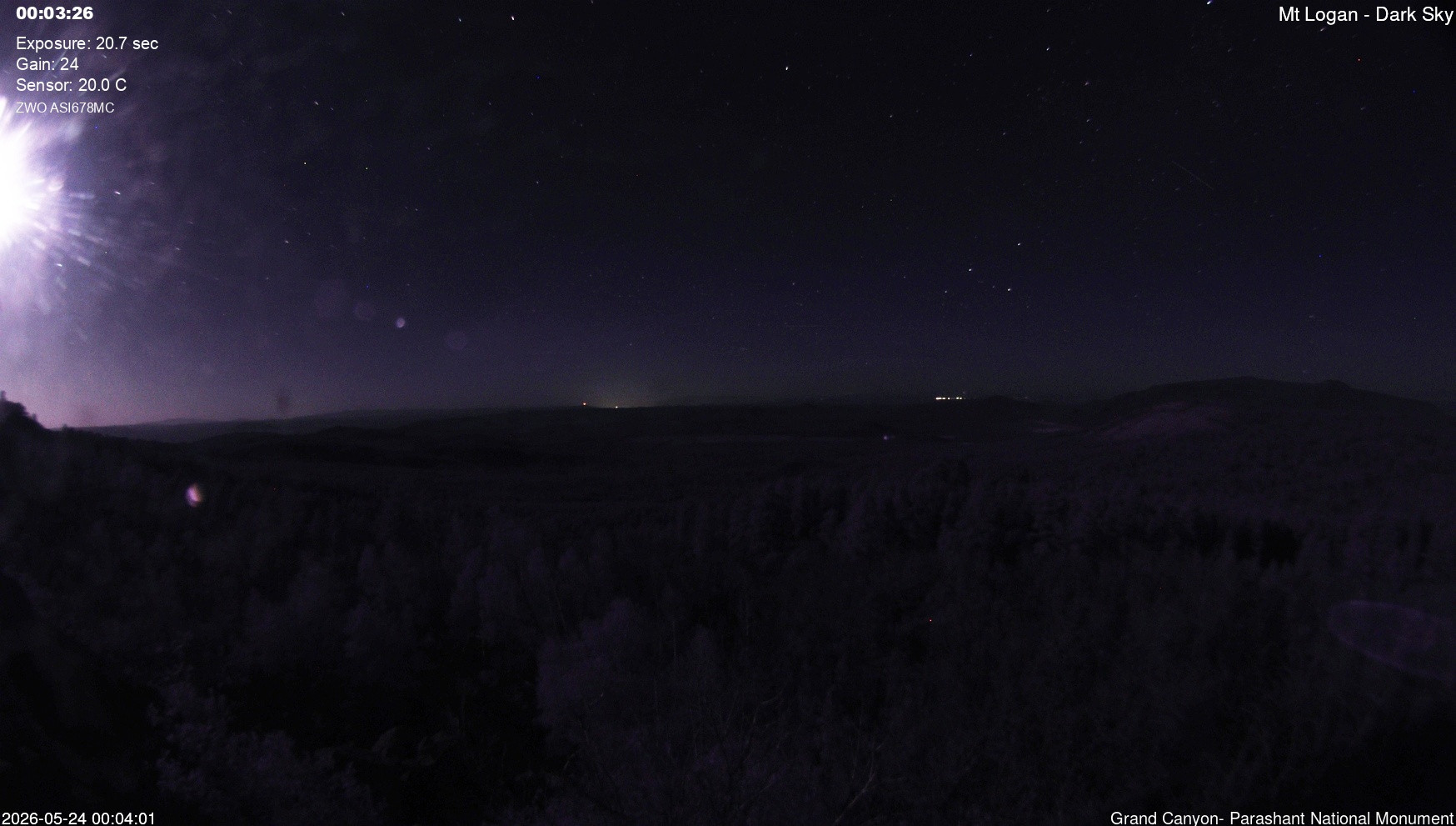 time-lapse frame, Mt Logan - Dark Sky webcam