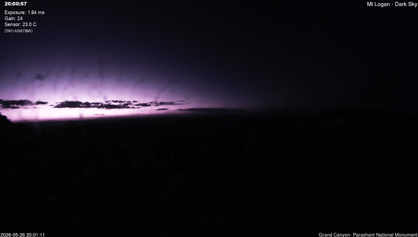 time-lapse frame, Mt Logan - Dark Sky webcam
