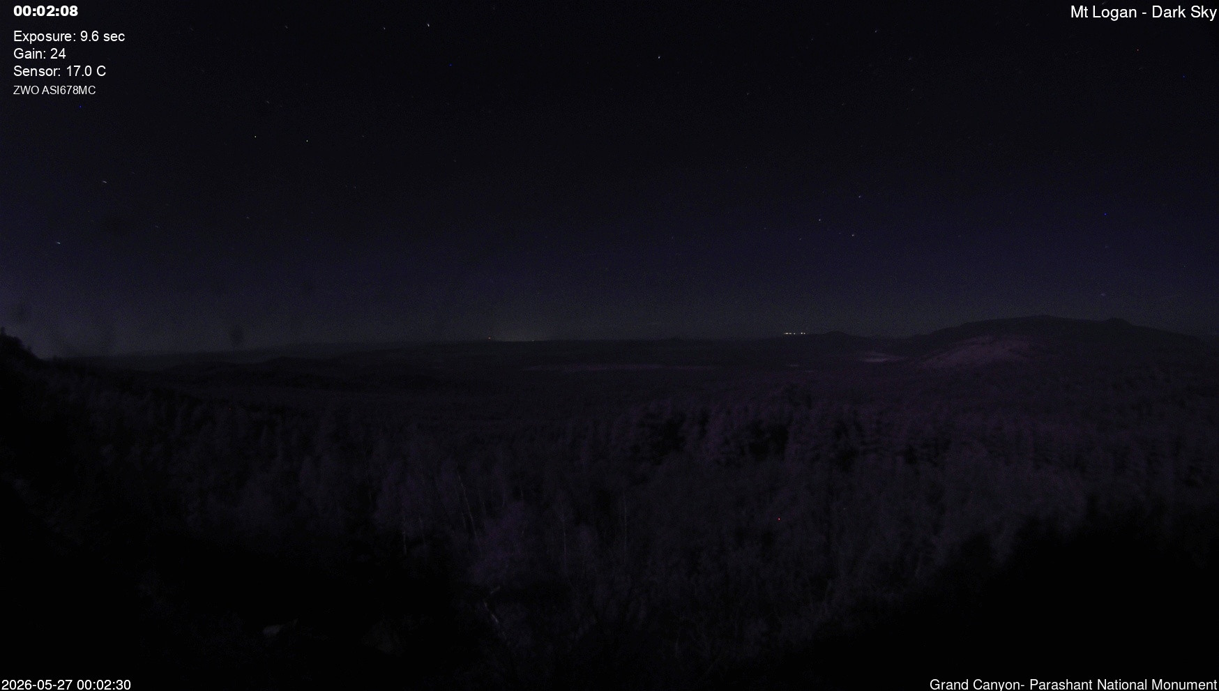 time-lapse frame, Mt Logan - Dark Sky webcam
