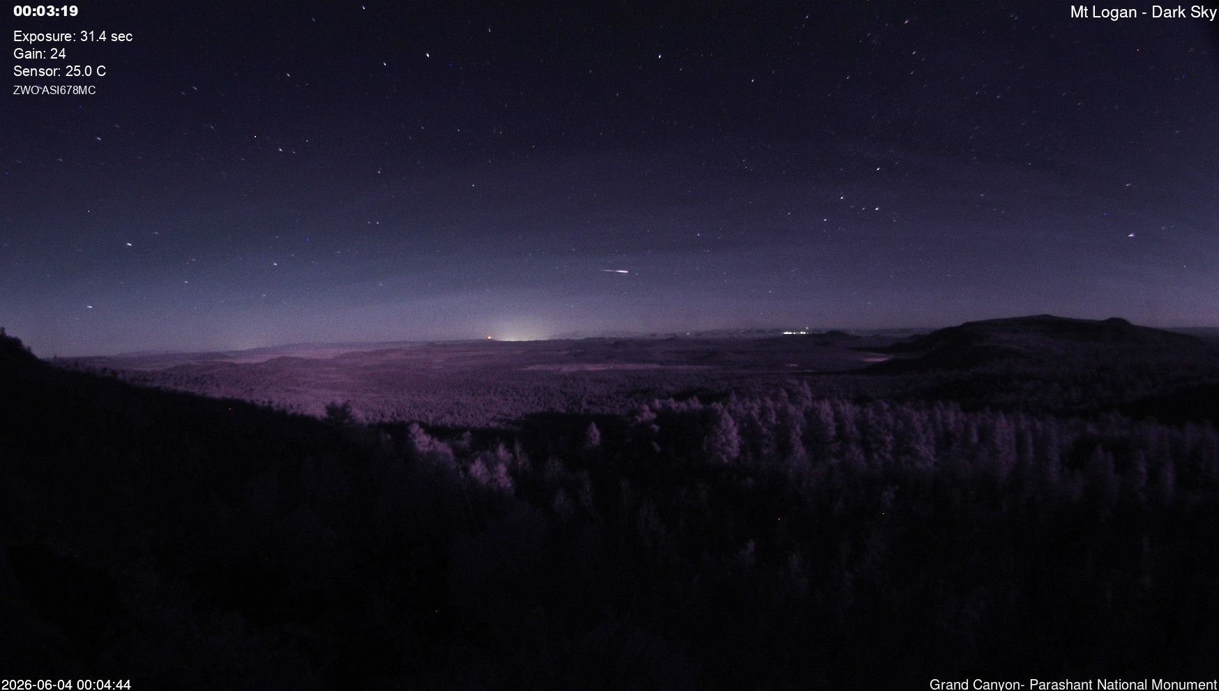 time-lapse frame, Mt Logan - Dark Sky webcam