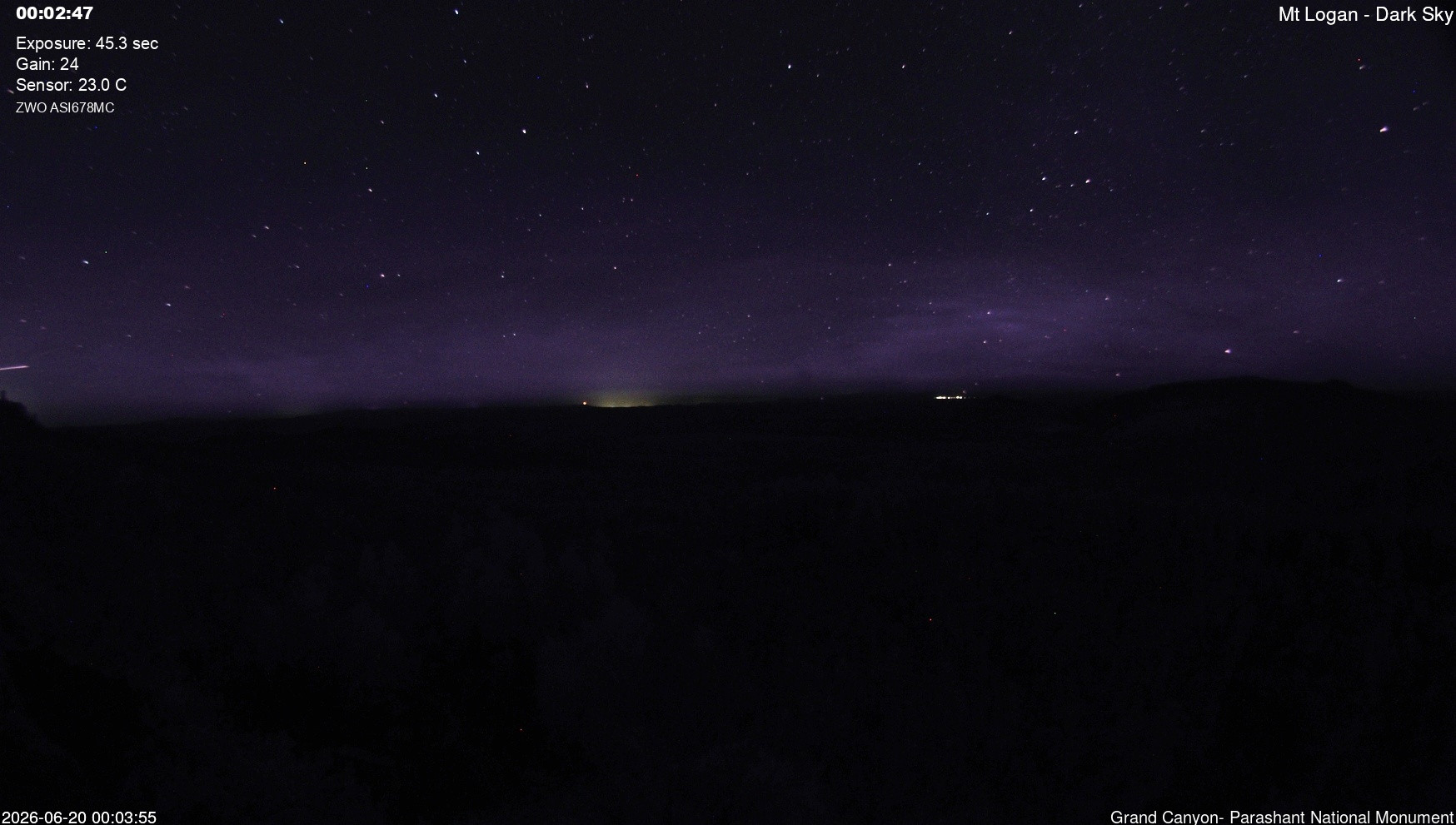 time-lapse frame, Mt Logan - Dark Sky webcam