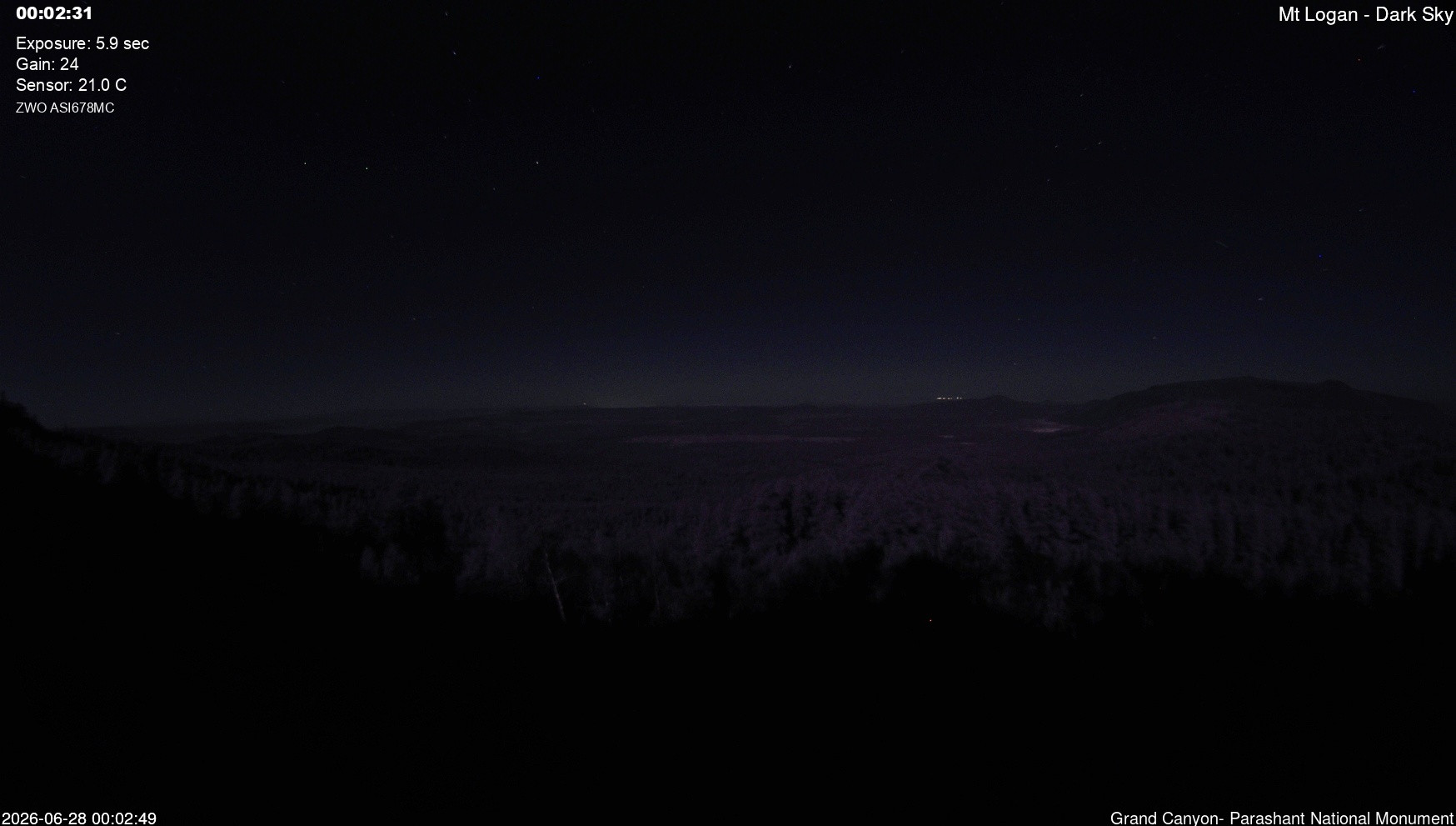 time-lapse frame, Mt Logan - Dark Sky webcam