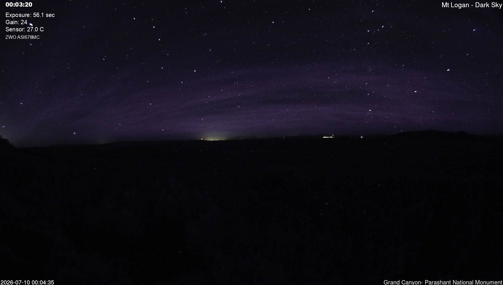 time-lapse frame, Mt Logan - Dark Sky webcam