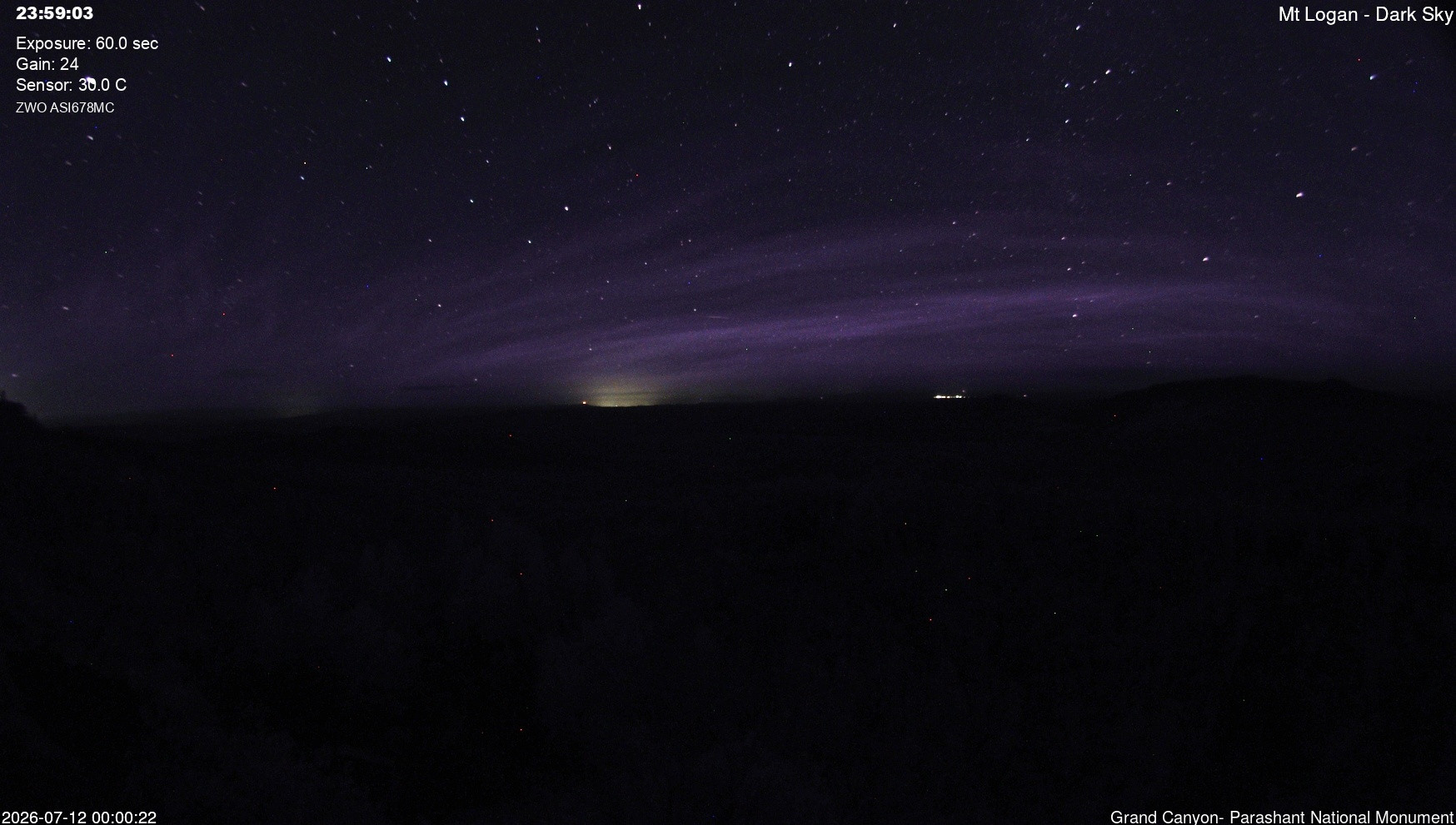 time-lapse frame, Mt Logan - Dark Sky webcam