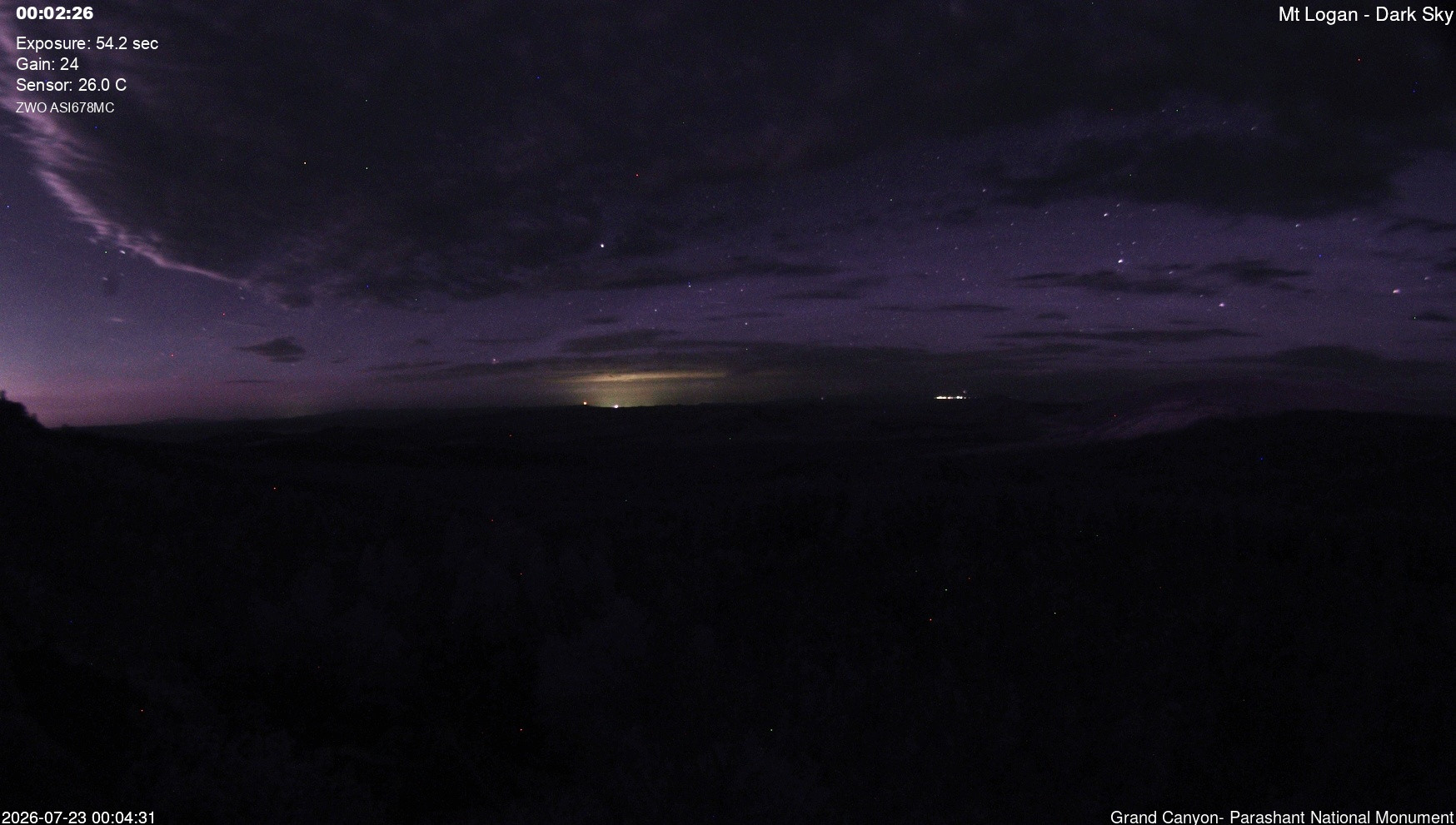 time-lapse frame, Mt Logan - Dark Sky webcam