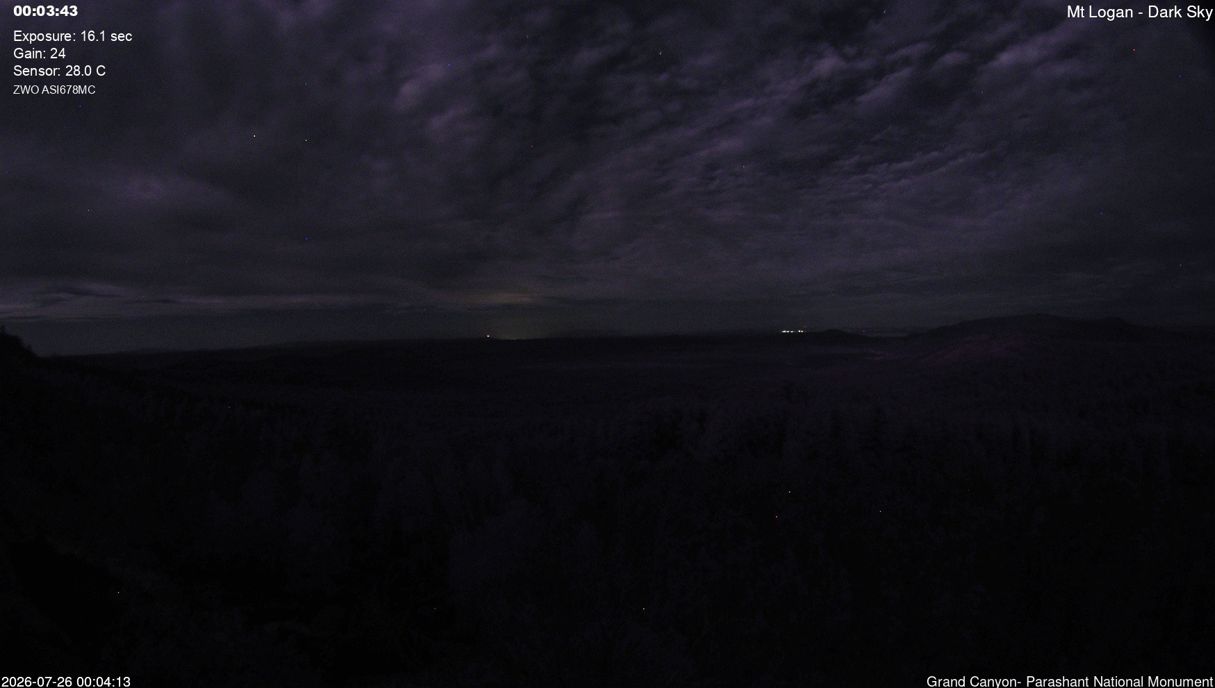 time-lapse frame, Mt Logan - Dark Sky webcam