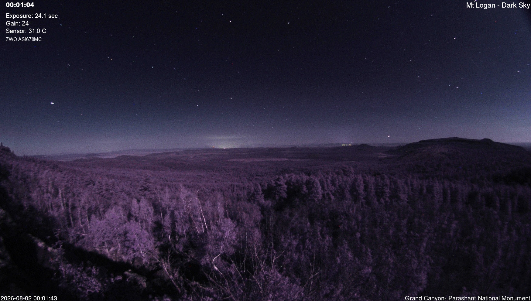 time-lapse frame, Mt Logan - Dark Sky webcam