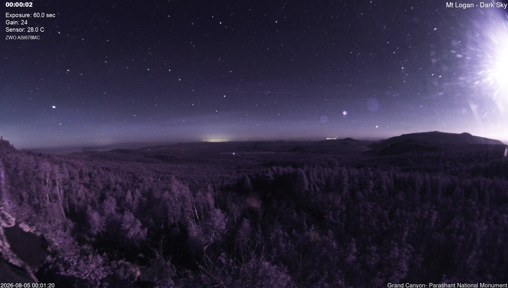 time-lapse frame, Mt Logan - Dark Sky webcam