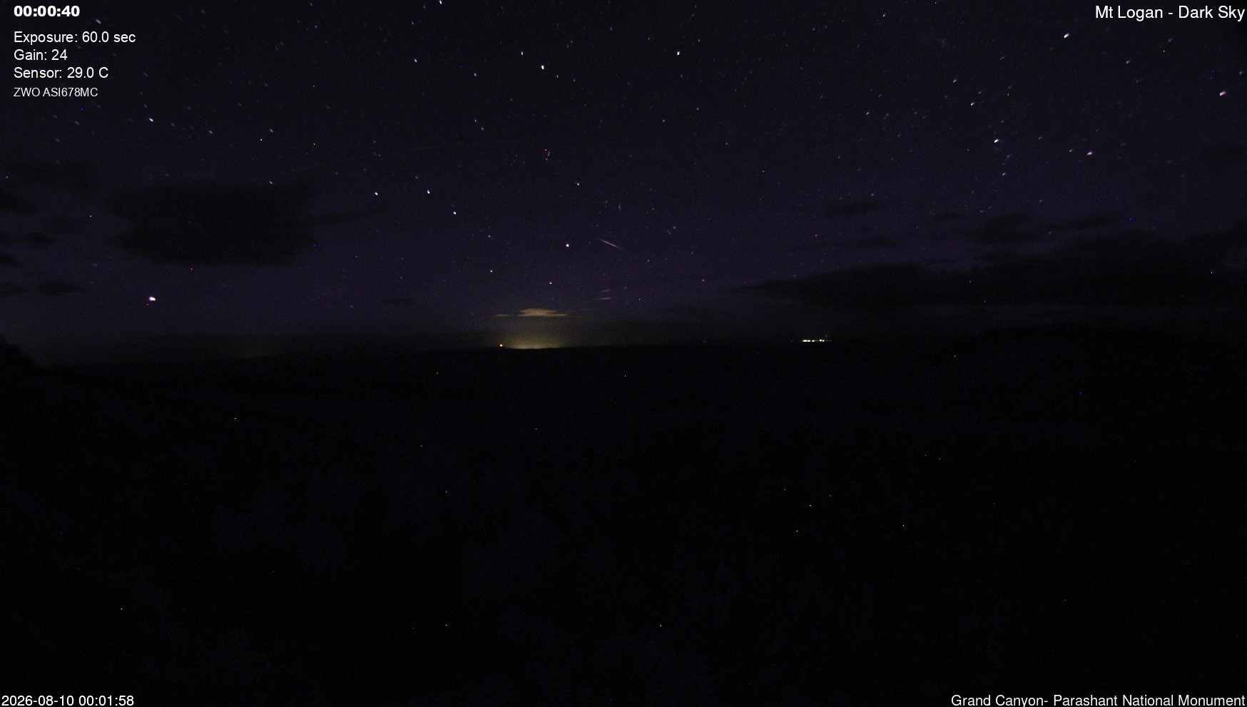 time-lapse frame, Mt Logan - Dark Sky webcam