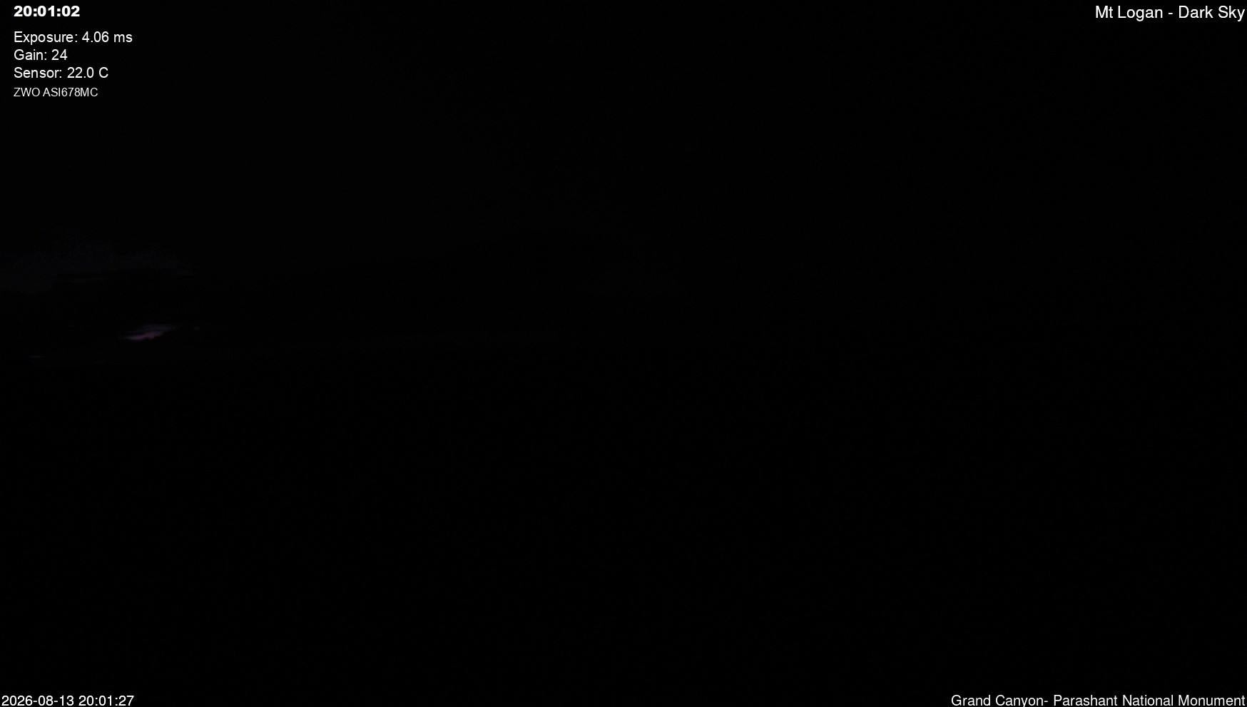 time-lapse frame, Mt Logan - Dark Sky webcam