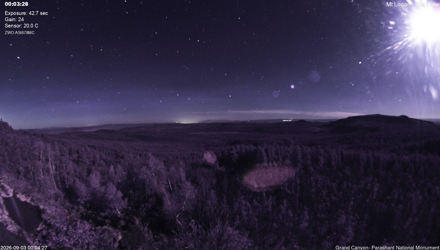 time-lapse frame, Mt Logan - Dark Sky webcam