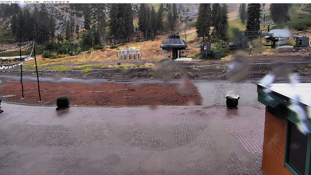 time-lapse frame, Palisades Tahoe Alpine Lodge Base Area webcam