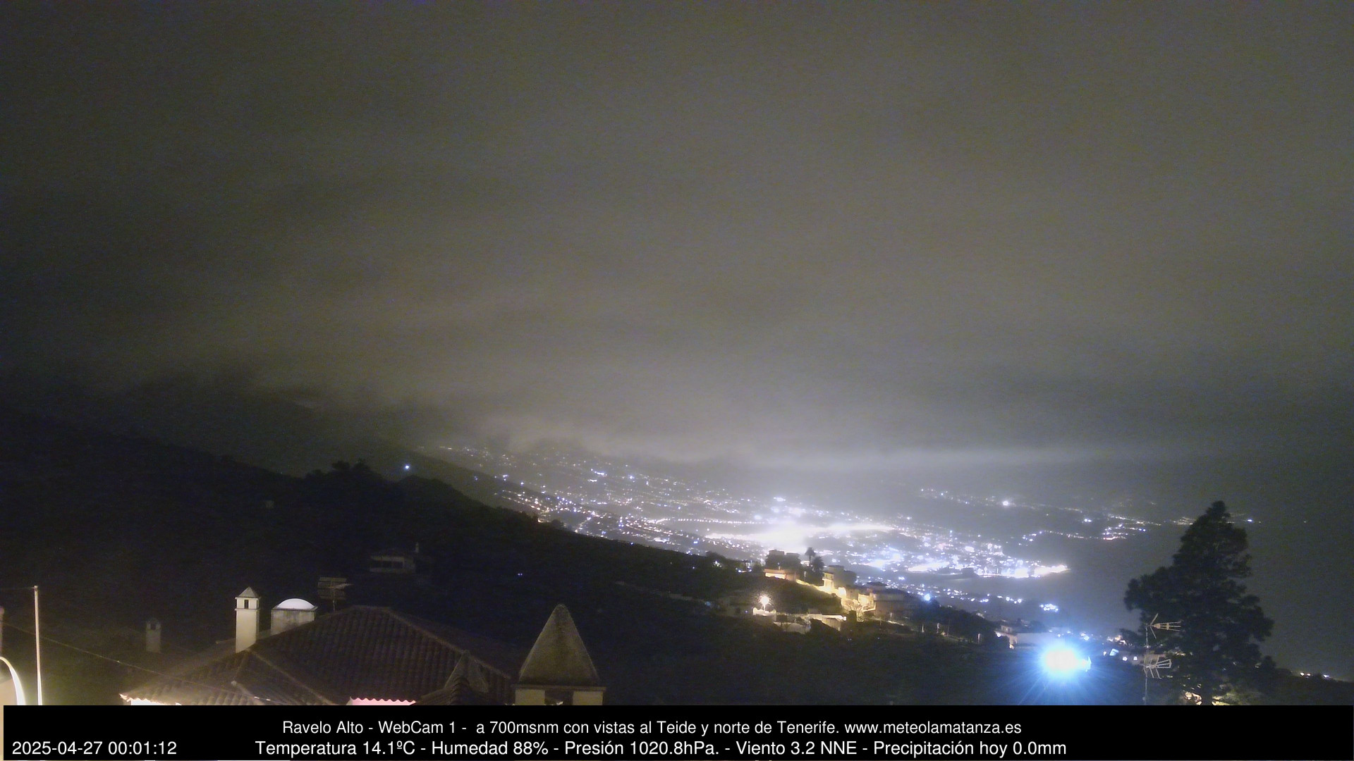 time-lapse frame, MeteoRavelo- Visión N de Tenerife webcam