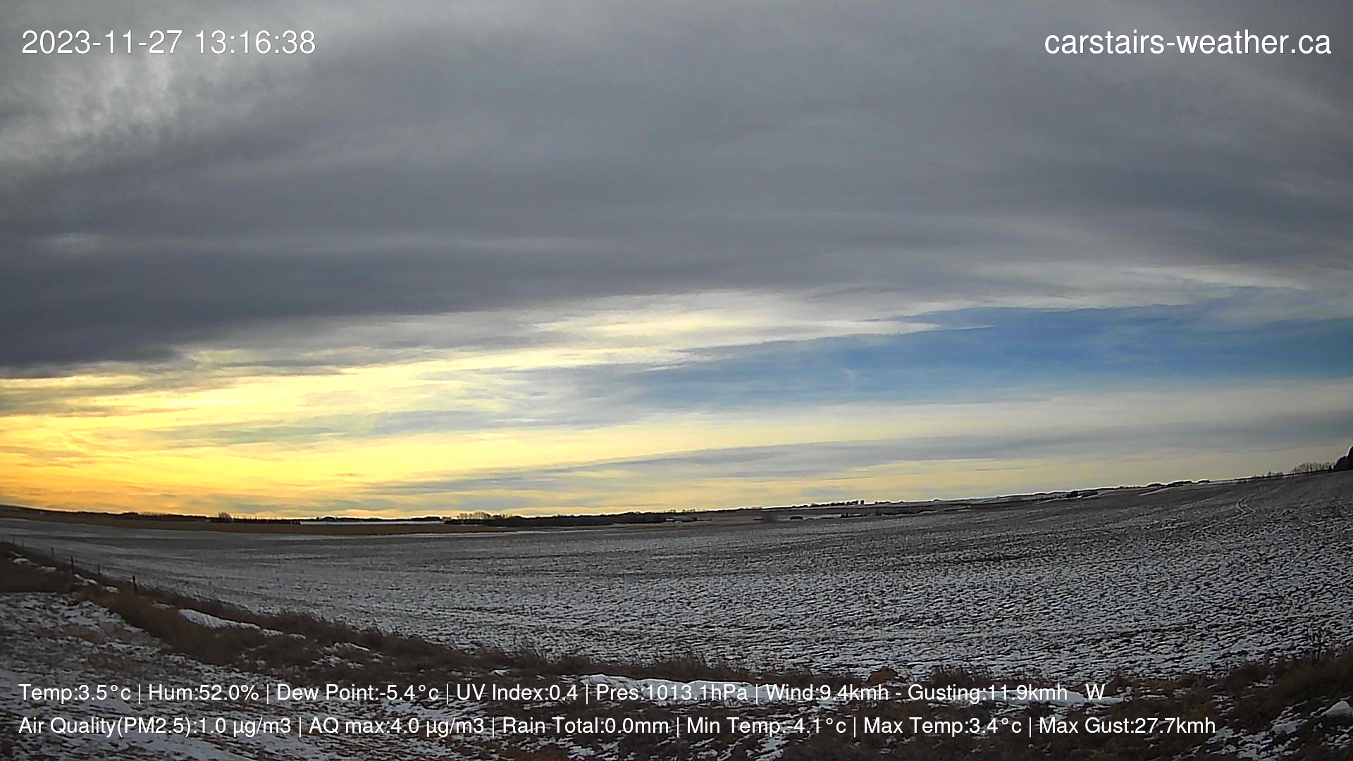 time-lapse frame, Nov 27 - Sunset Full webcam