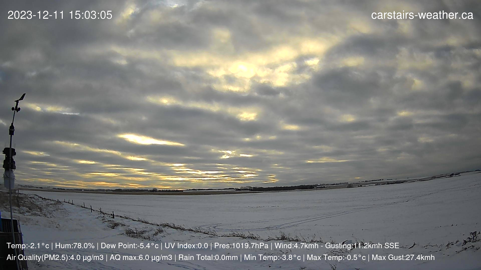 time-lapse frame, Dec 11 sunset webcam