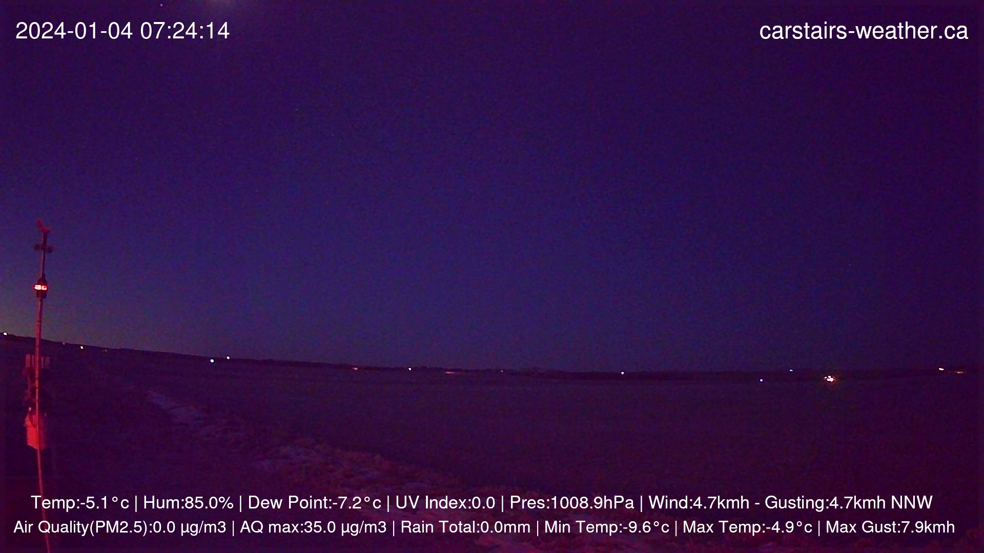 time-lapse frame, Sunrise and the passage of the moon  webcam
