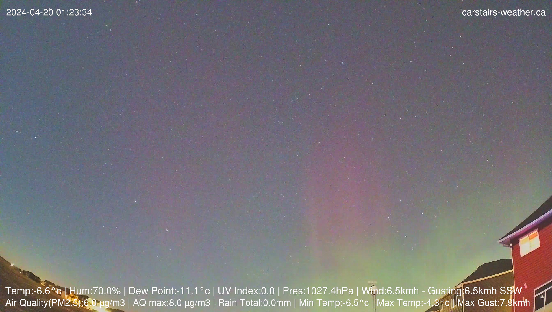 time-lapse frame, April 19 Aurora  webcam