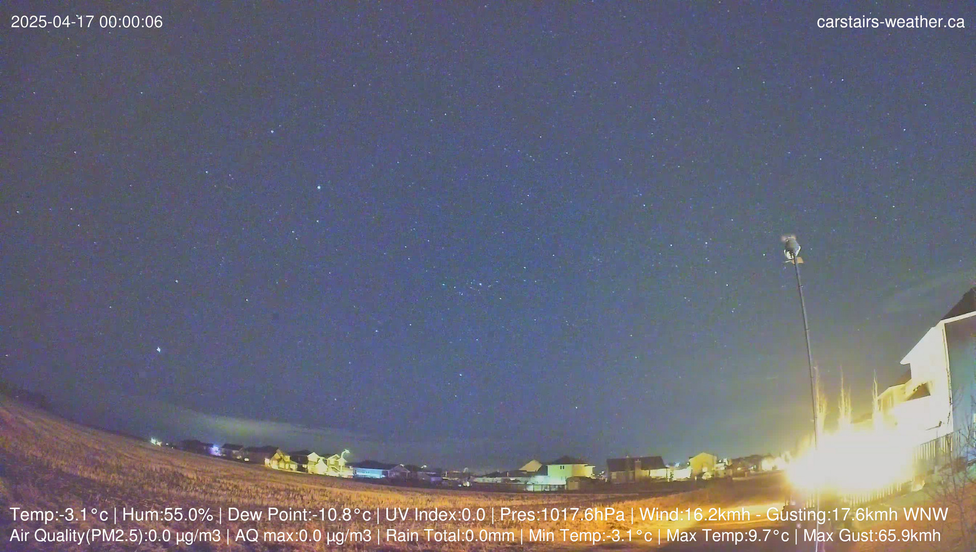 time-lapse frame, Carstairs Sky Cam webcam