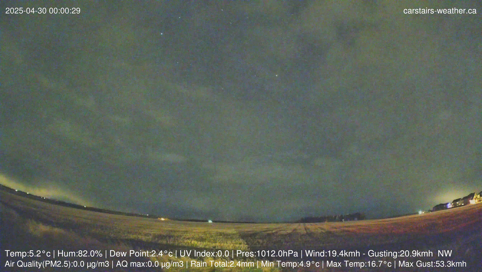 time-lapse frame, Carstairs Sky Cam webcam