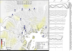 view from Barry Arm seismic energy on 2025-04-30